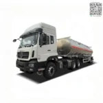 Tanker semi trailer rear with LED stop lights and rubber discharge hose