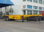 Container skeleton trailer king pin and landing gear front view
