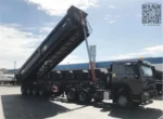 HYVA hydraulic cylinder assembly on tipper semi-trailer