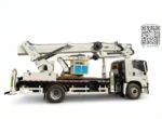 Four independent outriggers with front V and rear H configuration deployed on truck