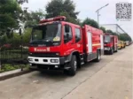 Fire fighting truck equipped with row type warning lights