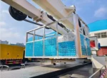 LED amber strobe lights mounted on outrigger beams for site safety visibility