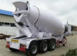 Painted tank semitrailer with LED side lights and dual rear lights ready for shipment