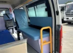 Medical cabin rear view with frosted privacy glass covering two-thirds