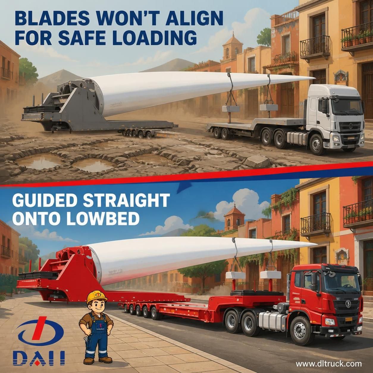 5 Axle Wind Turbine Blade Lowbed Trailer With Turntable - Chengli - pain point 1 ad image