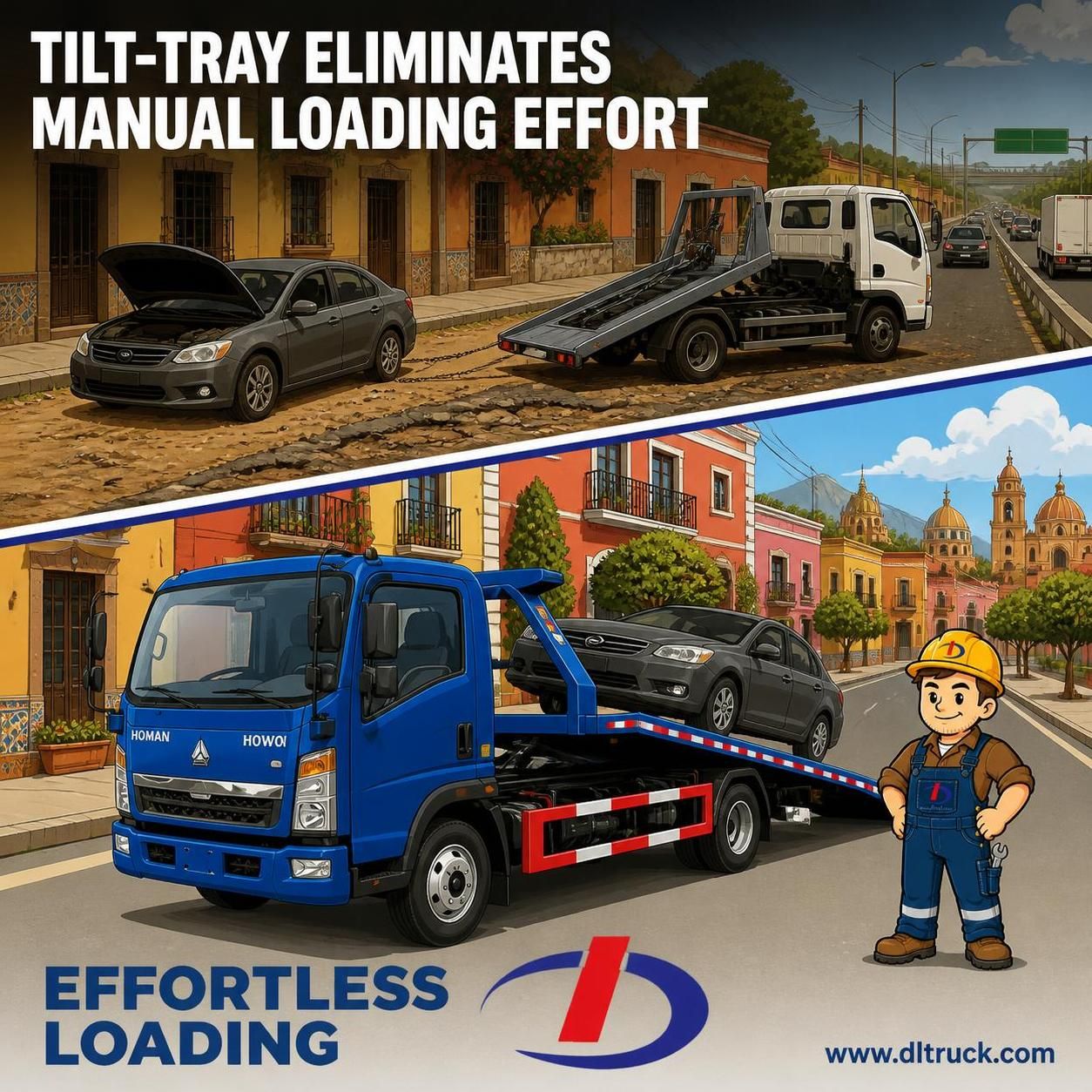 China HOMAN/HOWO 5T Tilt-Tray Tow Truck - Factory Good Price Chengli - pain point 1 ad image