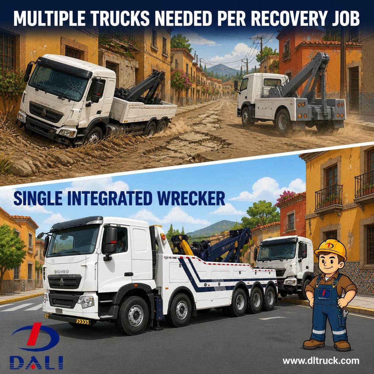 China Sinotruk HOWO 10x4 5-Axle 40T Recovery Integrated Wrecker Tow Truck - pain point 1 ad image