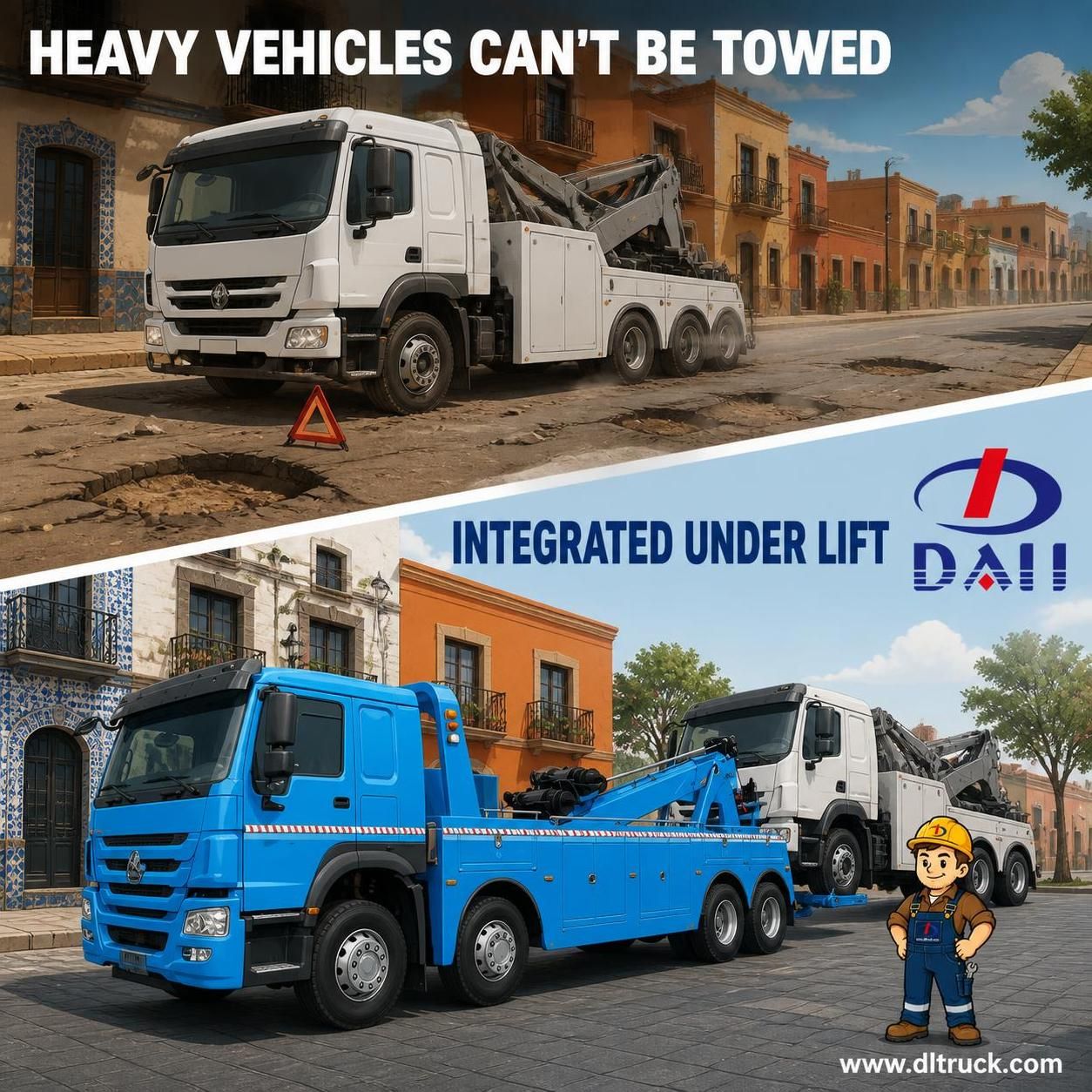 China HOWO 8x4 25 Tons Integrated Under Lift Wheel Road Wrecker Towing Truck - Chengli - pain point 1 ad image