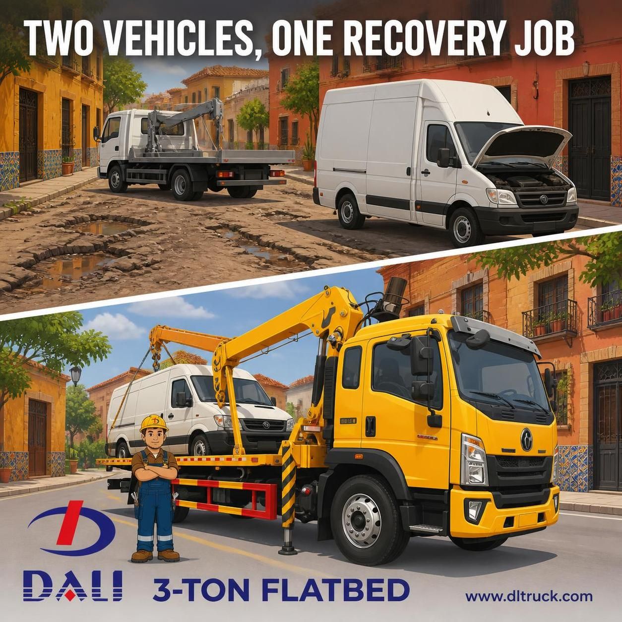China HOWO 3Tons Flatbed Tow Truck With XCMG Crane - Factory Good Price - pain point 1 ad image