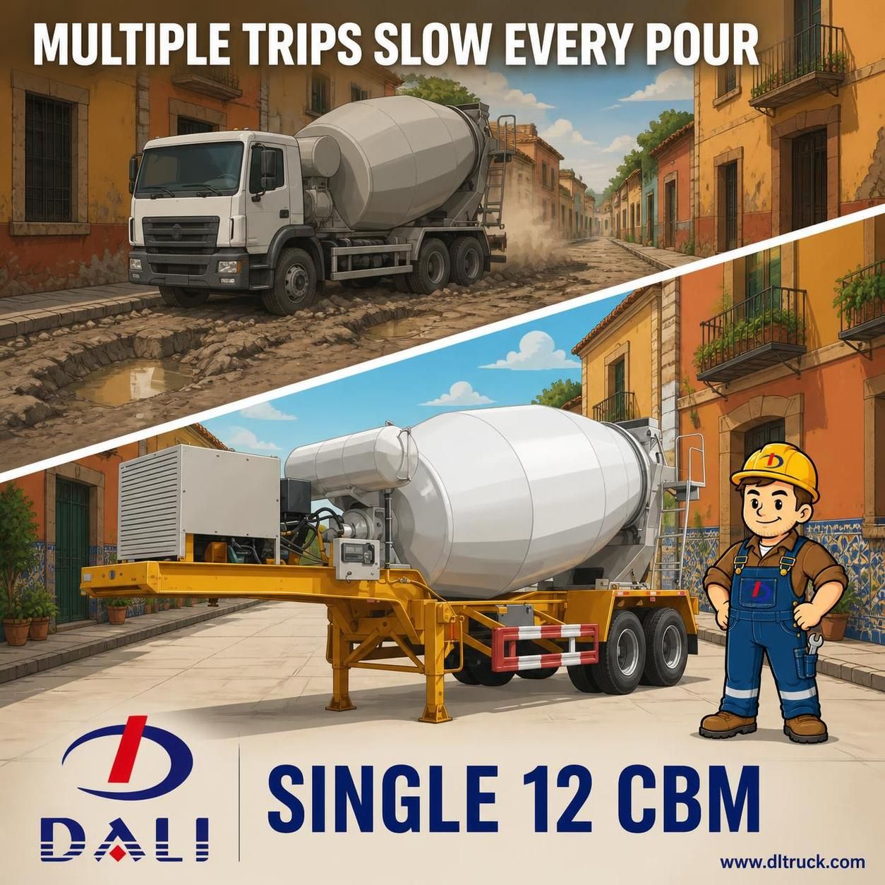 12CBM Concrete Mixer Drum Tank Semi Trailer - Factory Good Price Chengli - pain point 1 ad image