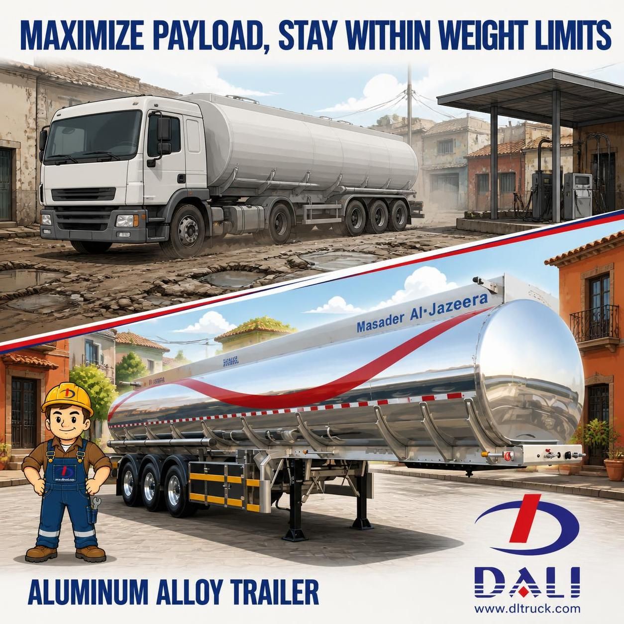 China 3 Axle 42M3 5454 Aluminum Alloy Fuel Tank Trailer - Chengli - pain point 1 ad image