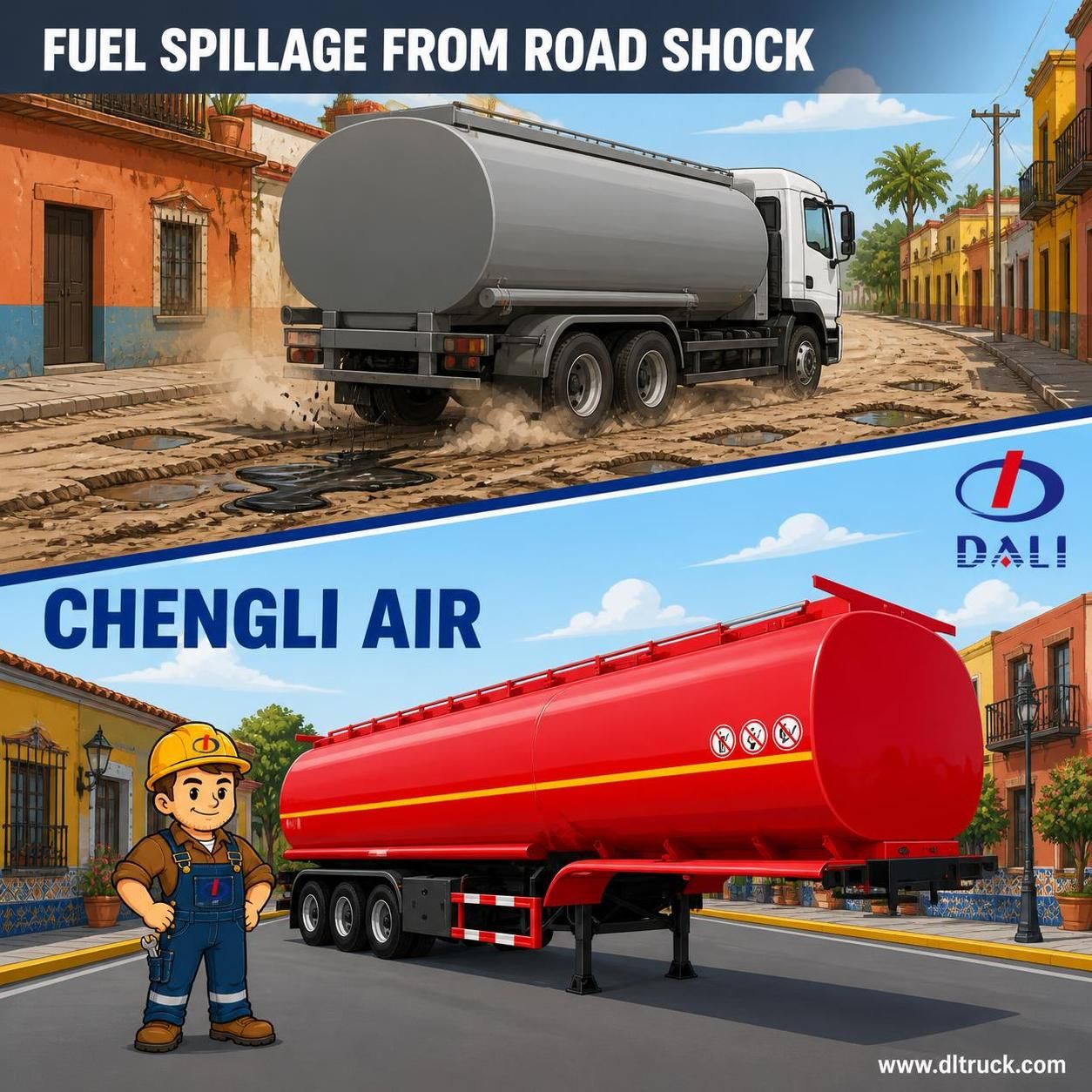 Factory Good Price Chengli 42000L Carbon Steel Fuel Tank Semi Trailer with Air Bag Suspension - pain point 1 ad image