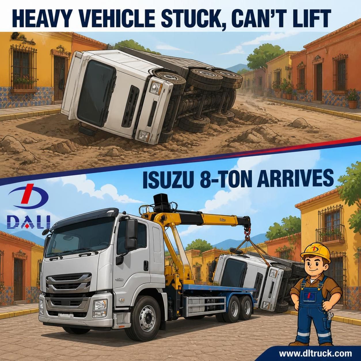 China ISUZU Towing Truck With 8-tons Crane - Factory Direct Good Price - pain point 1 ad image
