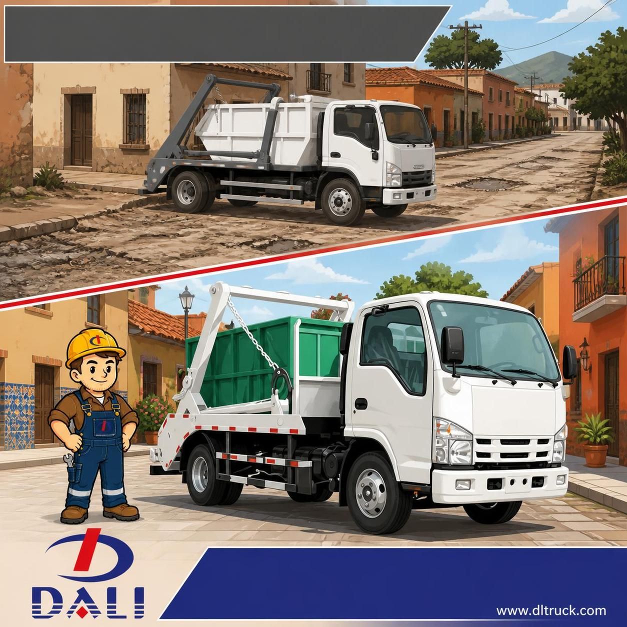 Swing Arm Garbage Truck with Self-Loading System - pain point 1 ad image