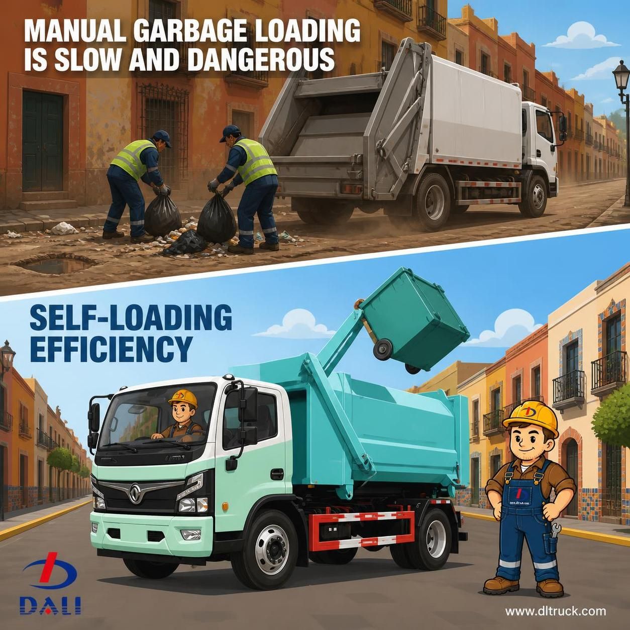 Self-Loading Garbage Truck for Urban Waste Collection and Transfer - pain point 1 ad image
