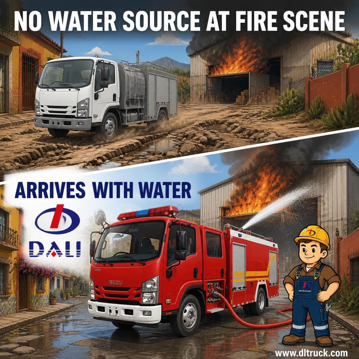 Water Tank Fire Truck with Pump and Monitor - pain point 1 ad image