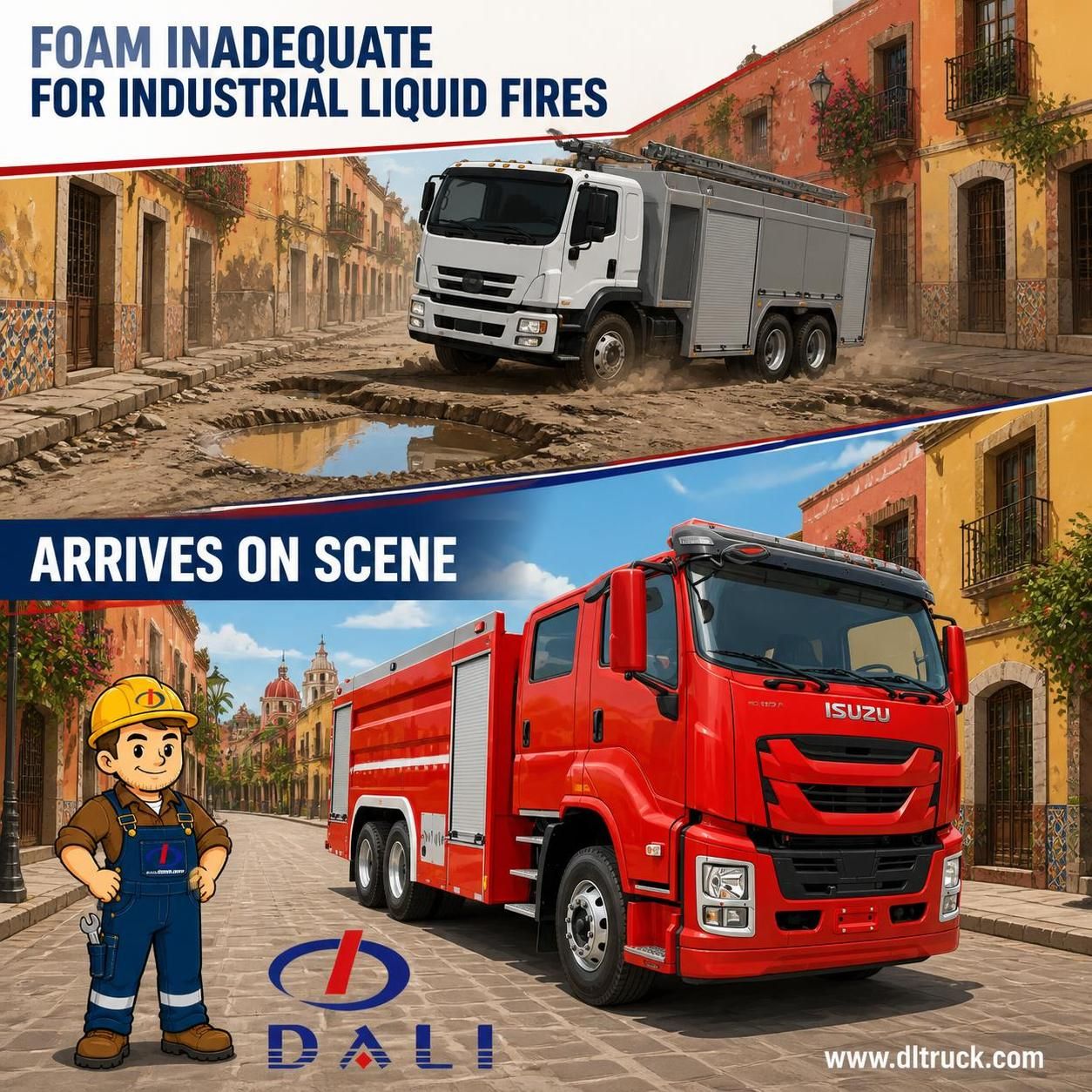 6x4 ISUZU Foam Fire Truck with 7200L Water-Foam Tank and Fire Pump System for Urban and Industrial Firefighting - pain point 1 ad image