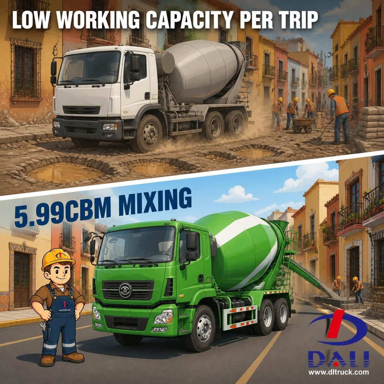 CLW 6x4 Concrete Mixer Truck with 5.99CBM Mixing Capacity for Construction Material Transport - pain point 1 ad image
