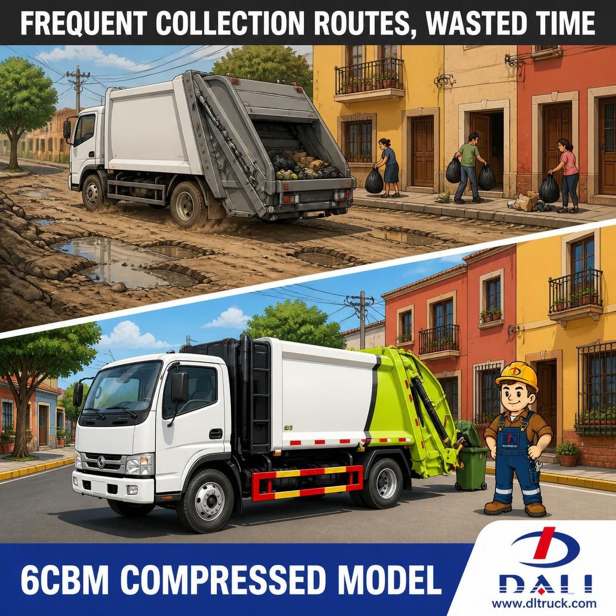 China Dongfeng 6cbm Compressed Garbage Truck - Factory Good Price Chengli - pain point 1 ad image