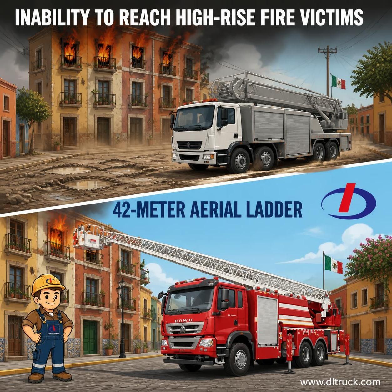 China Sinotruk HOWO 42-Meter Aerial Ladder Fire Truck - Chengli - pain point 1 ad image