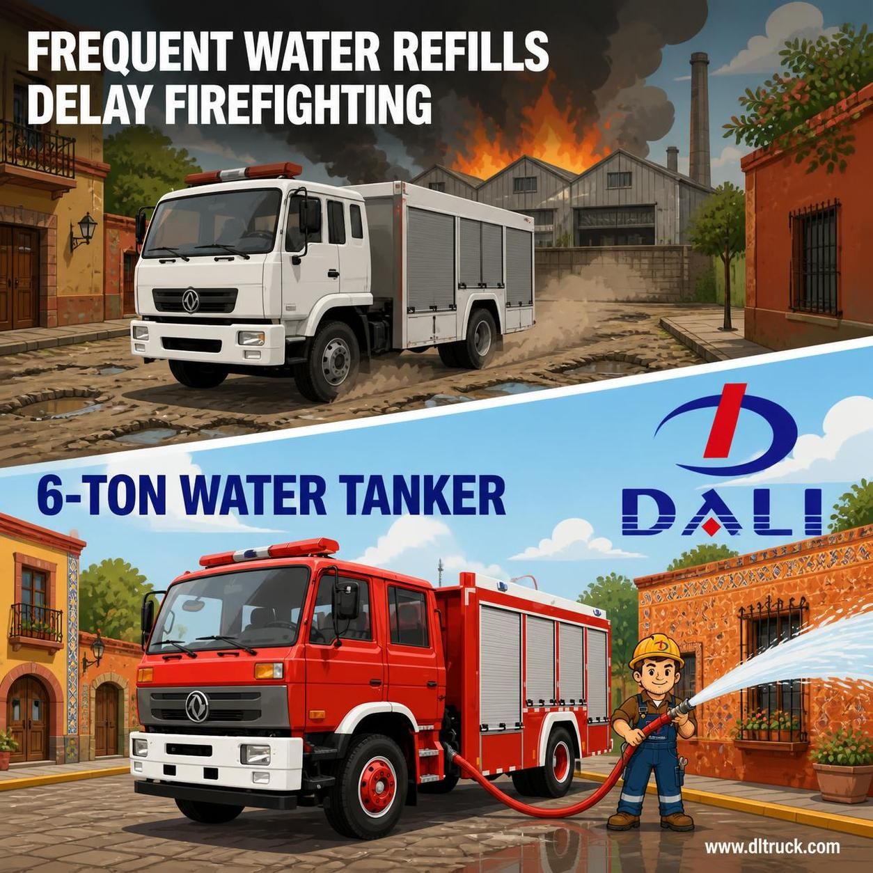 Dongfeng 6Tons 6000Liters Water Tanker Fire Fighting Truck - Chengli Factory Direct - pain point 1 ad image